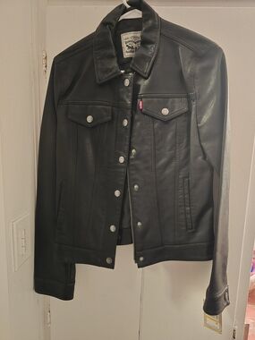 Levi's Black Faux Leather Trucker Jacket